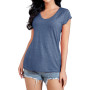 EDOTON T-Shirt à Manches Courtes pour Femme Col en V Haut Décontracté Manches Amples T-Shirt Tunique Femme Chemises Shirts