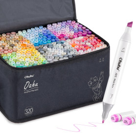 Ohuhu Stylo Marqueur, 320 Couleurs Double Pointe Art Croquis Stylos Marqueurs Fine Large Double Pointe
