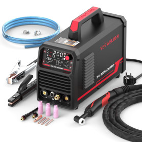 YESWELDER Poste à Souder TIG Aluminium 200A AC/DC avec Impulsion Grand écran LED, Soudeur TIG ARC/TIG 230V à onduleur numérique