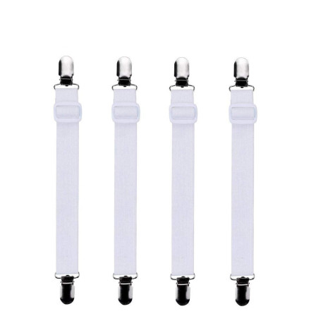 Bedecor -4Pcs (60cm à 200cm) Tendeur Drap Housse Lit Drap Réglable,Tendeurs de Maintien,Convient à Tous Lits et Matelas,Blanc