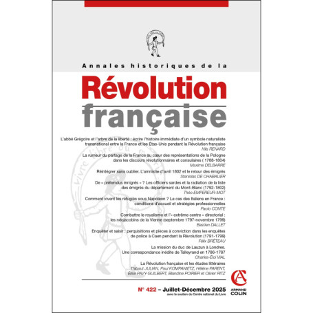 Annales historiques de la Révolution française Nº422 4/2025