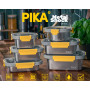 Pika | Lot de 2 boites alimentaires sous vide en inox + pompe de mise sous vide | 820ml + 1200ml | Micro-ondes, four, congélateu