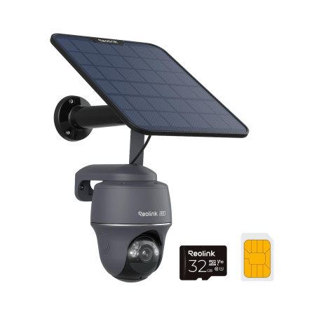 Reolink 4K LTE Camera Solaire avec Carte SIM, 4G Caméra Surveillance Extérieure sans Fil, Vision Nocturne Couleur, Détection AI,