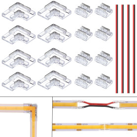 BENLUN 8 mm 2 Broches Connecteurs Bandes LED Fiche 8 pièces et Bandes LED Connecteur Angulaire L Forme 8 pièces pour Non Filaire