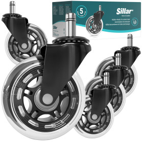 Sillar Lot de 5 roulettes de rechange universelles silencieuses et sans rayures en polyuréthane non compatible avec IKEA Noir 11