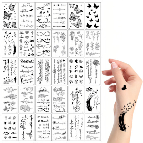 Autocollants de tatouage, 30 feuilles de faux tatouages, tatouages temporaires, pour adultes et enfants, autocollants de tatouag