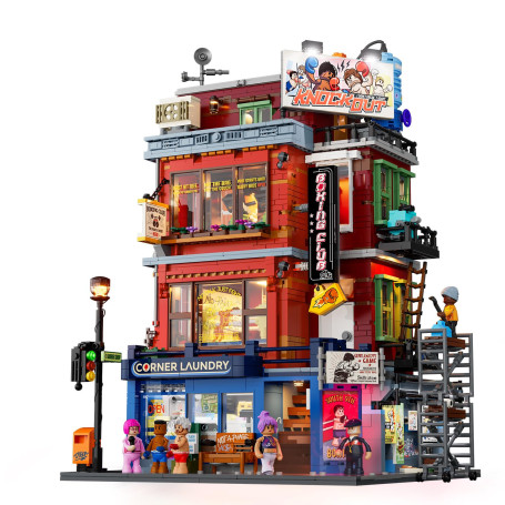 Lumibricks Straßenfusion Boxclub Blocs de construction avec lumière, City Modular Building, 3036 pièces, avec salle de sport et 