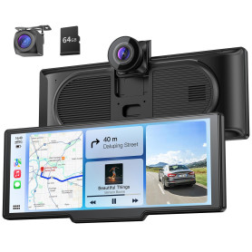 Krunia Écran Portable sans Fil 9,26" CarPlay Voiture avec 4K Dashcam & Arrière HD pour Apple Car Play & Android Auto, Mises à Jo