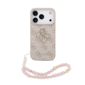 CG MOBILE Guess 4G Strap 4G Classic Logo Coque pour iPhone 17 Pro Max (rose)