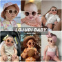 LOJUDI Lunette Soleil Bebe 0-36 Mois - Polarisées avec Sangle Réglable Cadre en Silicone Ronde Enfant Lunettes Protection UV400 