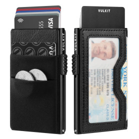 VULKIT Porte Cartes de Crédit avec Poches EDC et Fenêtre d'identification RFID Bloquant Le Portefeuille de Carte Pop Up Portefeu