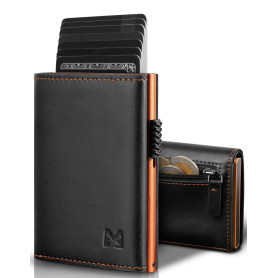 MYSHION Portefeuille Pop Up pour Homme avec Poche à Monnaie, Portefeuille Trifold avec Fenêtre d'Identité, Porte-Cartes Intellig