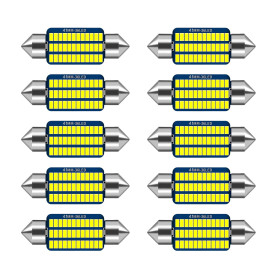 Lumitrex 10 Pièces Ampoules Navette LED 12V 41mm 42mm C5W Canbus Sans Erreur Lumière Blanche 6000K Super Brillante Ampoule LED C