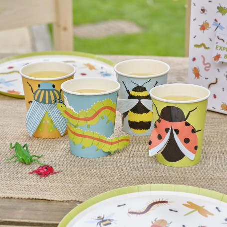 Ginger Ray Lot de 8 gobelets de fête effrayants en papier avec insectes 3D Pop Out pour enfants, multicolore