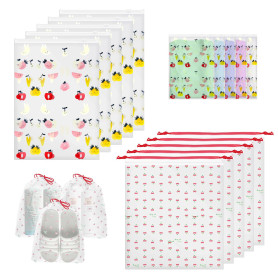 10 Sac de Rangement Plastique Transparent Dépoli, Sacs Seal Pochette Étanche, Sac de Vetement Dépoli Réutilisables Zip, Sac à Ch