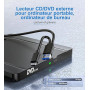 Lecteur CD/DVD Externe pour PC, Ultramince USB 3.0 et USB-C Graveur DVD Externe Optique Portable CD/DVD -/+RW Drive, Mince DVD P