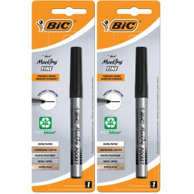BIC Marking Fine ECOlutions Marqueur Permanent à Pointe Conique Fine - Noir, Blister de 1 (Lot de 2)