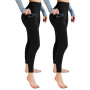 Leafigure Lot de 2 leggings de sport opaques taille haute avec poches pour entraînement, sport, yoga, course à pied