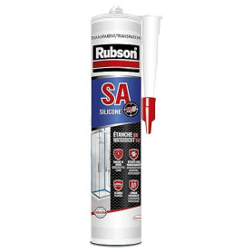 RUBSON SA 1 heure , Mastic Sanitaire à Séchage Rapide, Joint Silicone tous Matériaux, Transparent , Cartouche de 280 ml