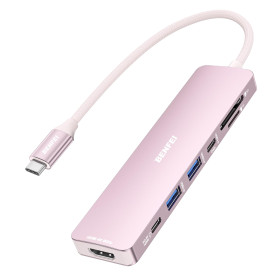 BENFEI Hub USB C 7-en-1 avec HDMI(4K@60Hz), 2 USB-A, 1 USB-C Data, 100W de Charge, Lecteur de Carte SD/TF, câble en Silicone san
