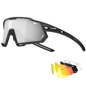 X-TIGER Lunettes de Cyclisme Lunettes de VTT Homme, Lunettes de Vélo avec 5 Lentilles Interchangeables Protection UV400, Monture