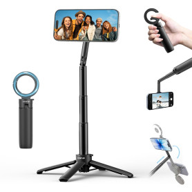 ULANZI MT-71-1 MagLock Mini Perche à Selfie avec Attache Magnétique Double Face, Trépied Télescopique 33.5cm à Quatre Pieds, Poc