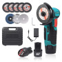 Mini Meuleuse d'Angle sans Fil 12V, 76mm Moteur Brushless 19500 tr/min, Avec 2 Batteries 1500mAh & 8 Disques, Outil de Découpe É