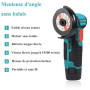 Mini Meuleuse d'Angle sans Fil 12V, 76mm Moteur Brushless 19500 tr/min, Avec 2 Batteries 1500mAh & 8 Disques, Outil de Découpe É