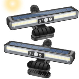 LEKIA Lampe Solaire Exterieur, 2 Pièces Clip On Lumiere Solaires Exterieur à Détecteur de Mouvement, 36 LEDs Lampe Murale Solair