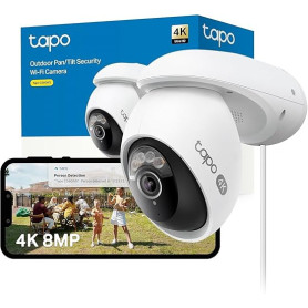 Tapo C560WS Caméra de surveillance extérieure Wi-Fi 4K 360°, Wi-Fi 6 double bande, vision nocturne couleur, détection IA gratuit