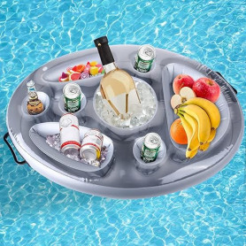 Ulikey Gonflable Porte-Boissons Bar Flottant, Jus de Bière Plateau de Boissons Salade de Fruits Buffet Serveur Grande Capacité p