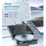Lecteur CD/DVD Externe pour PC, USB 3.0 et USB-C Graveur DVD Externe Optique Portable CD/DVD -/+RW Drive, Mince DVD Player Trans