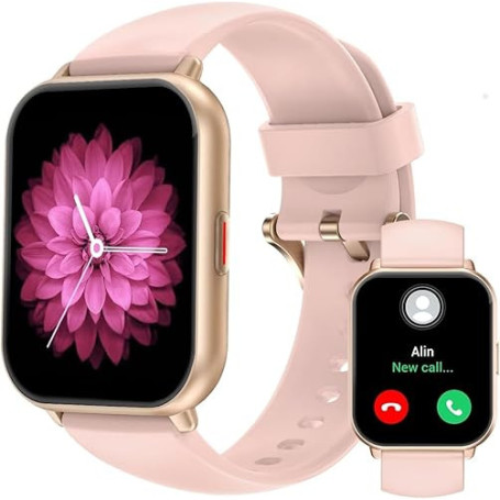 RUIMEN Montre Connectée Femme Appel Bluetooth Lecteur de Musique Montre Sport Smartwatch pour Android iOS Podometre Cardiofreque