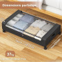 PHINOX Lot de 2 tiroirs de rangement sous lit avec roulettes, conteneurs de rangement sous lit avec couvercle transparent, tiroi