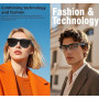 Ayaminolk Lunettes de Soleil Audio Intelligentes,Verres Photochromiques avec Protection Contre la Lumière Bleue et les UV,Convie