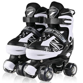 LOKJIJI Patins à roulettes pour Enfants garçons et Filles, 4 Tailles réglables pour Enfants et Adolescents avec Roues Lumineuses