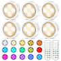 Onumii LED Sans Fil Lampe de placard, Adhesive Spot LED à Pile avec Telecommande Couleur rgb Lumiere pour Armoire (Lot de 6 Blan