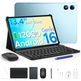 POPUX P13 Pro Android 16 Tablette, 48Go+256Go ROM, 2.4K 120Hz 13,4 Pouces Tablette avec Gemini AI, Tablette Tactile T7280 Octa-C