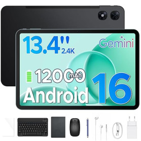 POPUX P13 Pro Tablette 13 Pouces, Gemini AI Tablette Android 16, 2.4K/120Hz, 48Go RAM+256Go ROM, 12000mAh/18W, T7280 Octa-Core,
