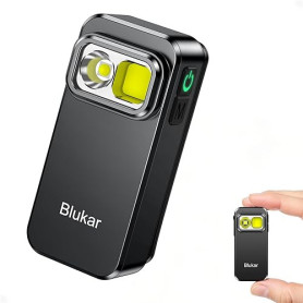 Blukar Lampe Torche LED Rechargeable, Mini EDC Lampe de Poche à Clip LED Ultra Puissante, 3 Sources de Lumière, 5 Modes, Longue