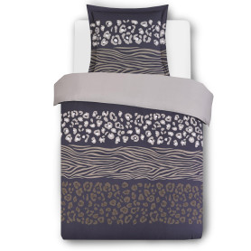 Vision - Parure de lit Réversible Wild - Set de Housse de Couette 140x200 cm avec 1 taie d'oreiller pour lit 1 Personne - 100% C