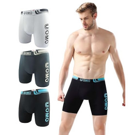 Boxers Extra-Longs pour Hommes – Caleçons en Coton Stretch, Lot de 3, Coupe Classique