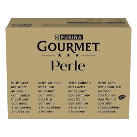 GOURMET | Perle | Les Filettines en Sauce | Aliment Complet pour Chat Adulte | Sachets Fraîcheur | Au Boeuf, Au Poulet, Au Thon,