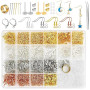 Mispudin 3730 Pièces Kit Boucle d'Oreille à Fabriquer, Kit Fabrication Boucle d'Oreille avec Crochets, Dos, Épingles à Tête, Épi