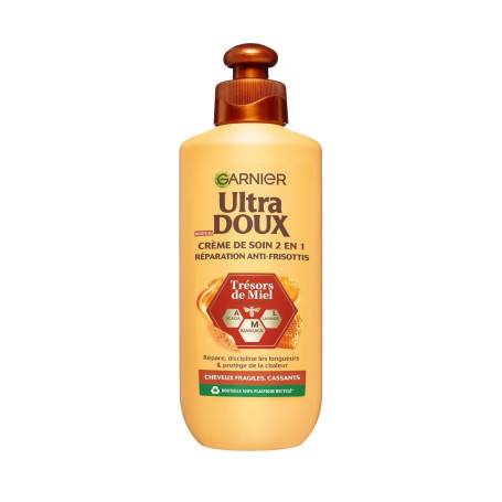 Garnier Ultra Doux Trésors de Miel pour Cheveux Fragiles & Cassants - Crème de Soin 2-en-1 Réparation Anti-Frisottis - Au Miel d