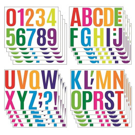 16 Feuilles Autocollants Lettres et Chiffres Colorés, Grandes Lettres Adhésives de 10 cm, pour Décoration Poster Boîte aux Lettr