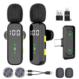 Microphone cravate sans fil avec écran LED, mini micro-cravate, microphone sans fil pour iPhone, Android, iPad, pour l'enregistr