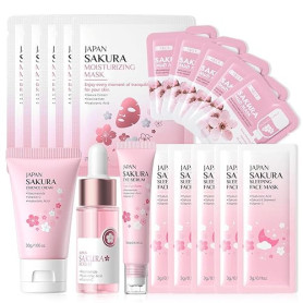 Sakura Ensemble de Soins de la Peau 18 Pièces, Coffrets de Soins pour la Peau, Coffret Beauté Ado Fille, Sakura Soin Adolescente
