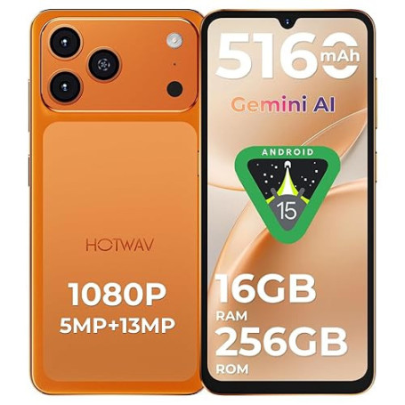 HOTWAV A17 Pro Max Téléphone Portable Débloqué 4G Android 15 Grand Écran 6.75" 120Hz Longue Autonomie Batterie 5160mAh Caméra 13