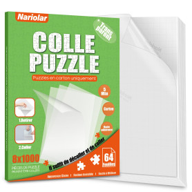 Nariolar Ultra-Adhérent Transparent Colle Puzzle pour 8x1000 Pièces de Puzzle,64 Feuilles de Conservation Facile en Quelques Min